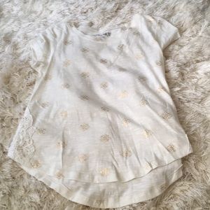 Gold trim white tee shirt